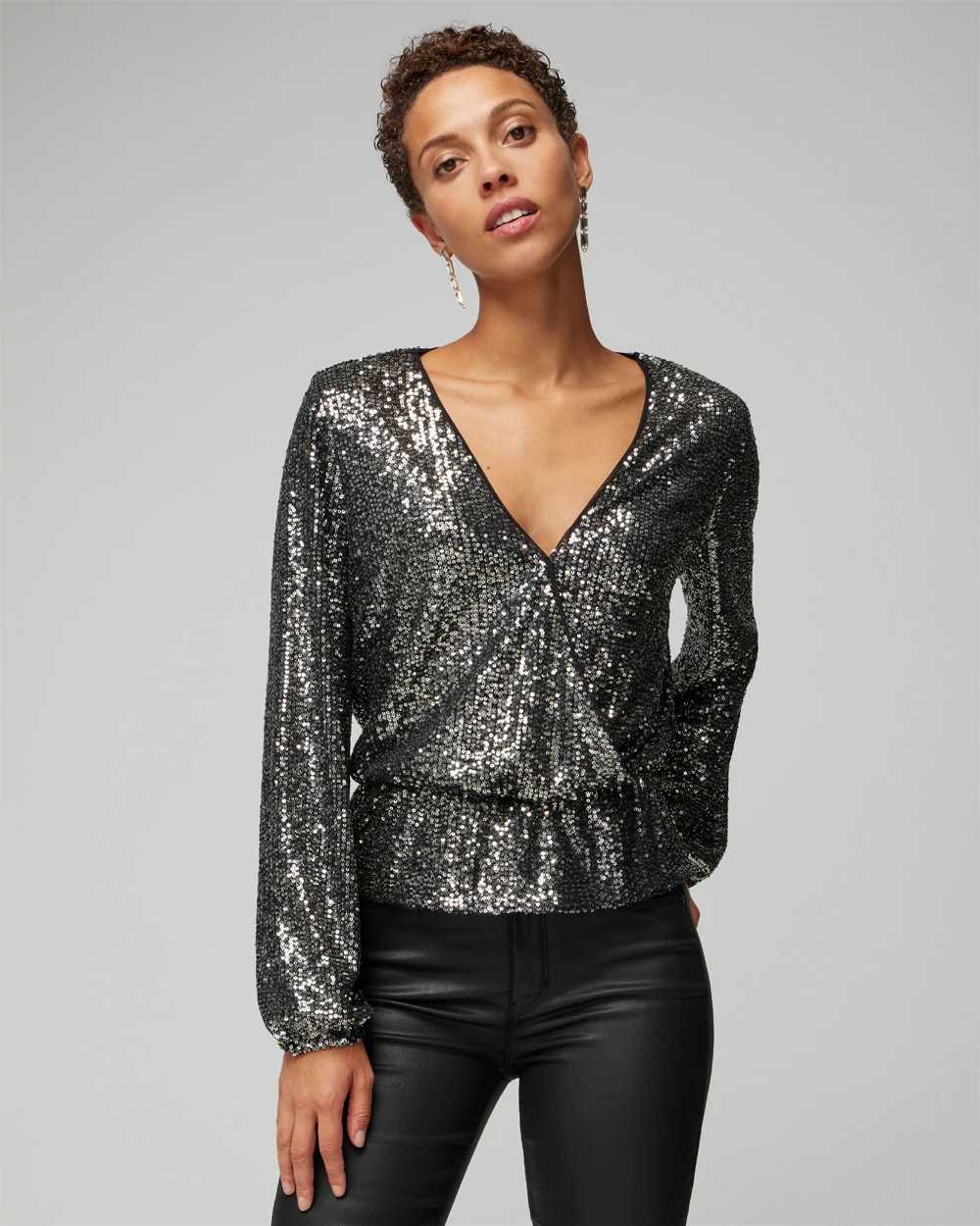 White sparkly long sleeve top sale